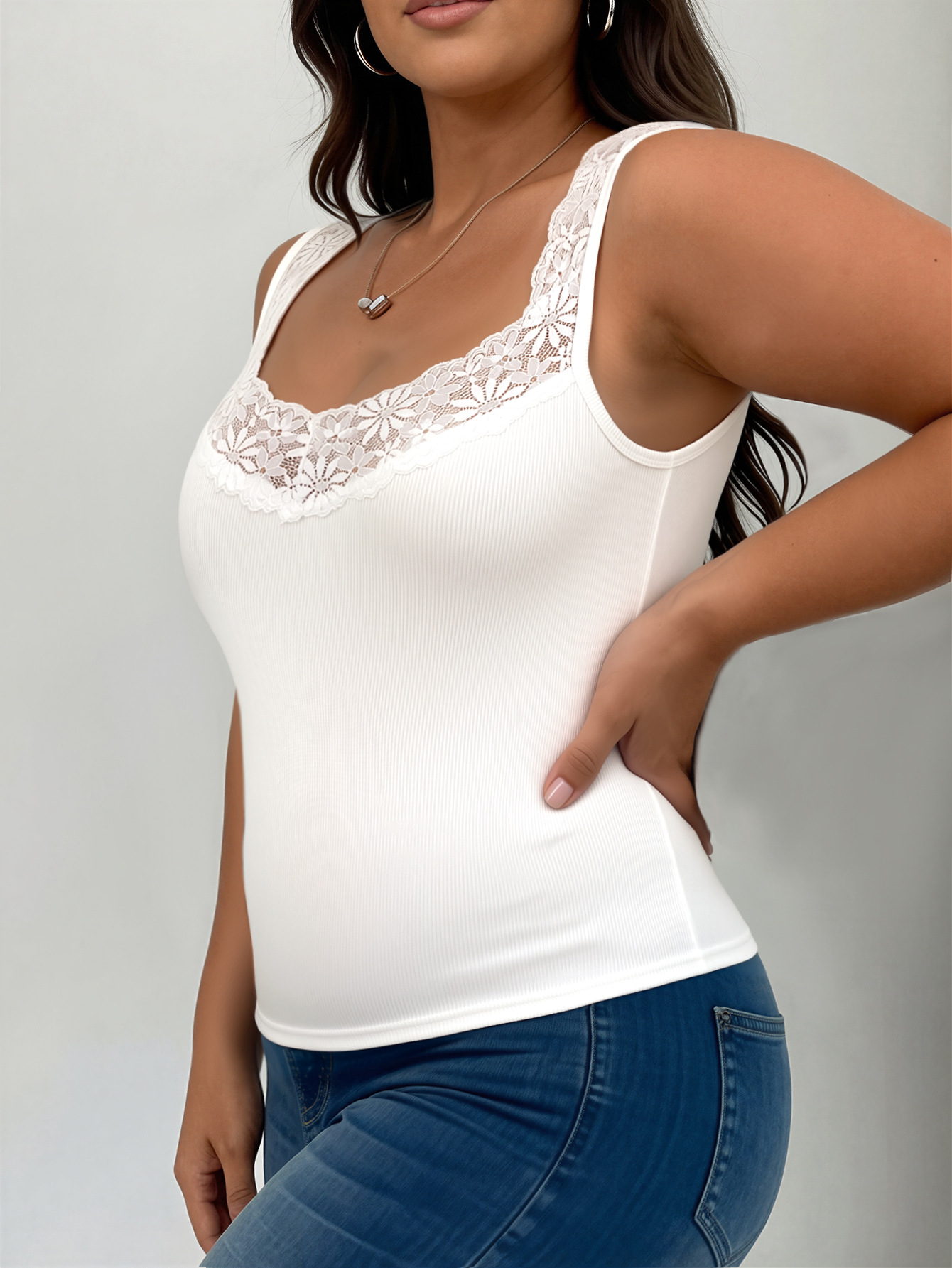 Y2K Kadın Büyük Beden V Yaka D - Tank Top Ribbed incelemesi ve fiyatı